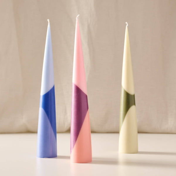 Esuk Blue Tone Striped Palm Wax Cone Candle