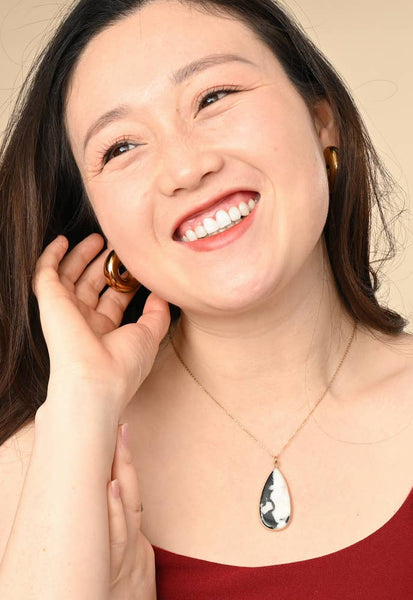 Everlasting Teardrop Necklace in Zebra Jasper Stone