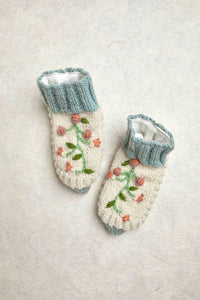 Flora Sage Knit Slippers