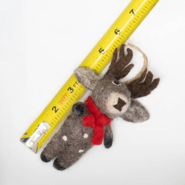 Ornament - Christmas Decor - Spotted Reindeer with Red Scarf