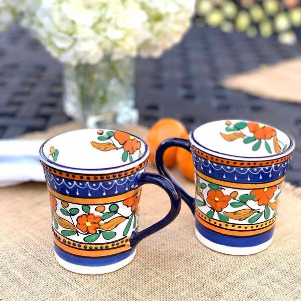 Flared Coffee Mugs Orange Flower