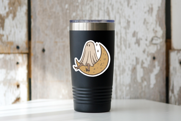 Moon Boo Sticker - halloween, fall, ghost, cute, spooky