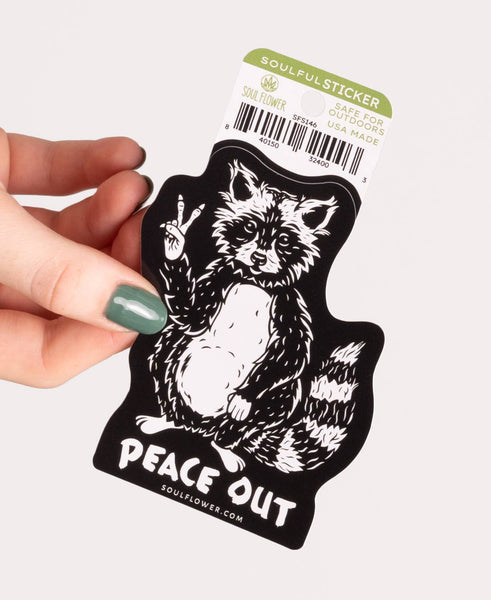 Peace Out Raccoon Sticker - Funny Stickers