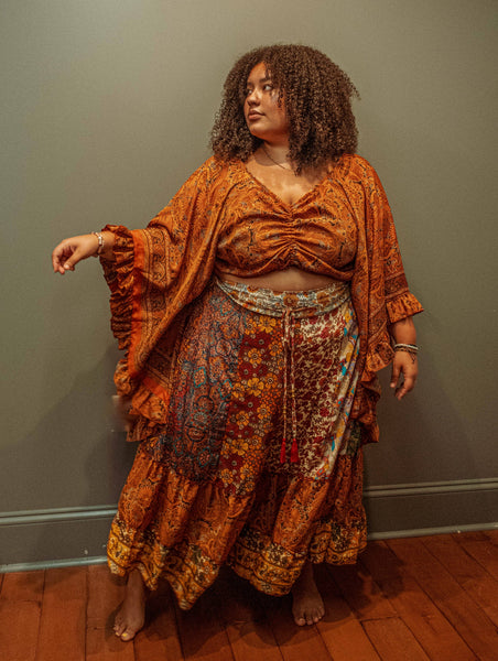 Hippie Boho Recycled Patchwork Skirt