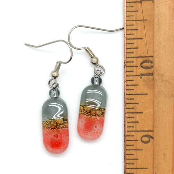 Tiny Oval Glass Earrings - Handmade