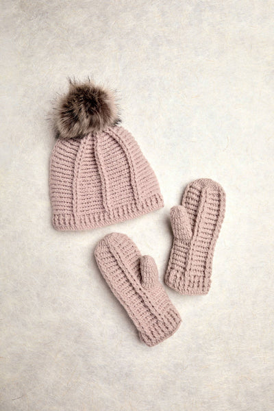 Brecken Tan/Rose Knit Beanie