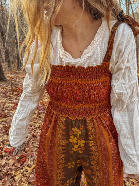 Boho Floral Printed Jumpsuit Pants 2 in 1, Free Spirit Style