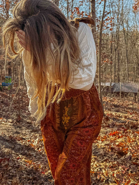 Boho Floral Printed Jumpsuit Pants 2 in 1, Free Spirit Style