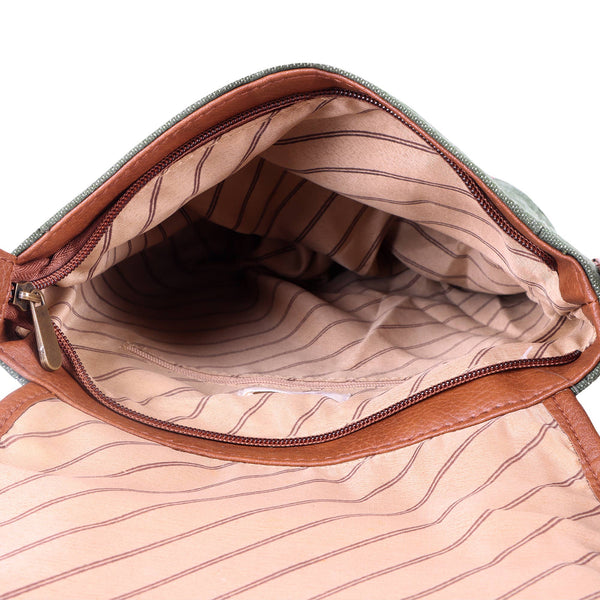 Trek Waxed Canvas & Upcycled Leather Crossbody Bag