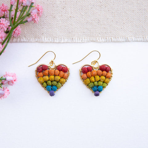 Rainbow Heart Milieu Earrings