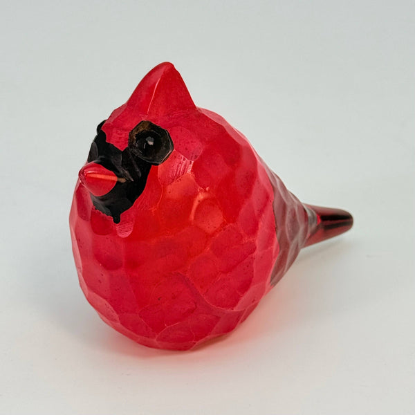 Soapstone Bird, Red Cardinal, Male, Rough carved, 5"