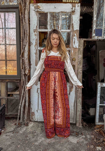 Boho Floral Printed Jumpsuit Pants 2 in 1, Free Spirit Style