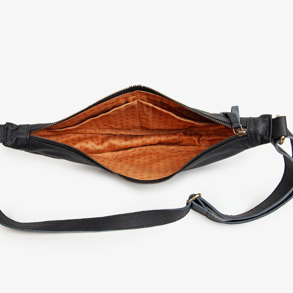 Leather Moon Sling Bag - Black (Immediate)
