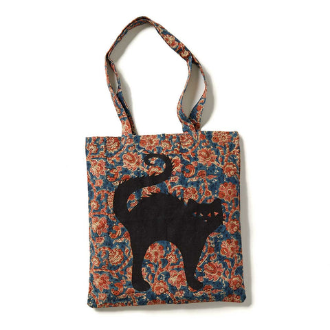 Black Cat Kalamkari Tote