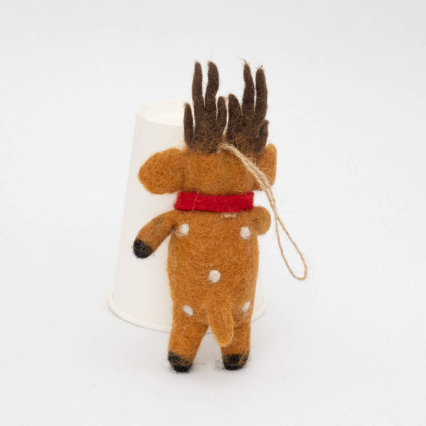 Ornament - Christmas Decor - Spotted Reindeer with Red Scarf