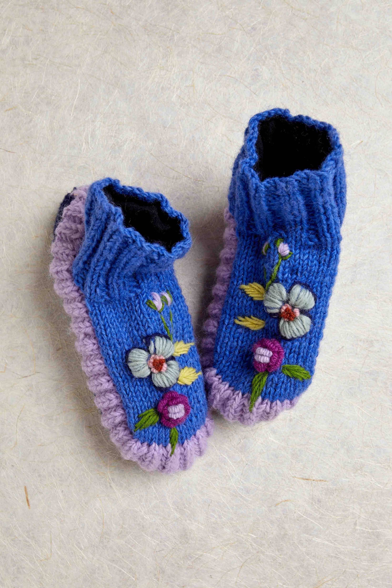 Color Block Blue Knit Slippers