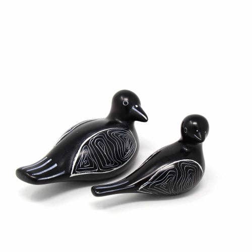 Soapstone Black Birds - Big & Little