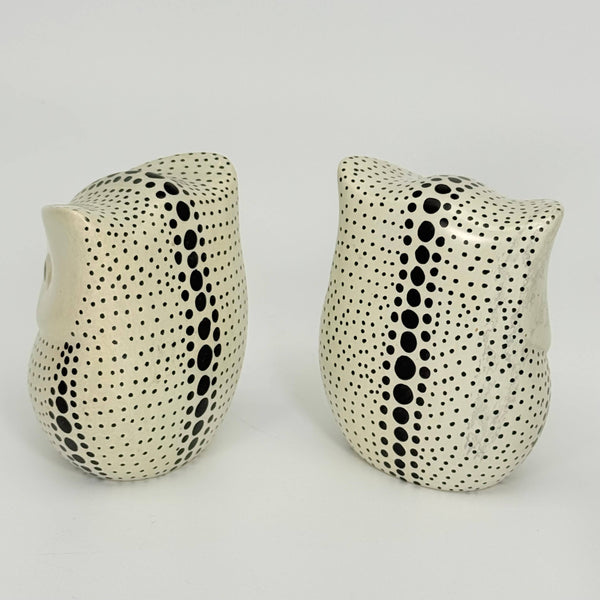 Soapstone Owl, Bird, 4.5" Black & White Polkadot