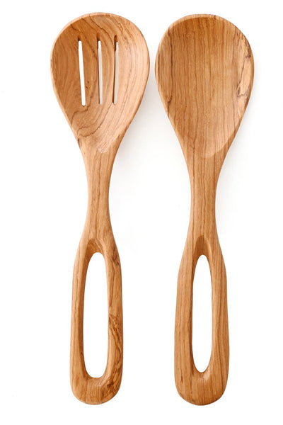 Kenyan Olive Wood Looped Salad Servers