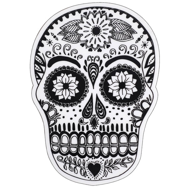 Flower Skull Sticker Black and White