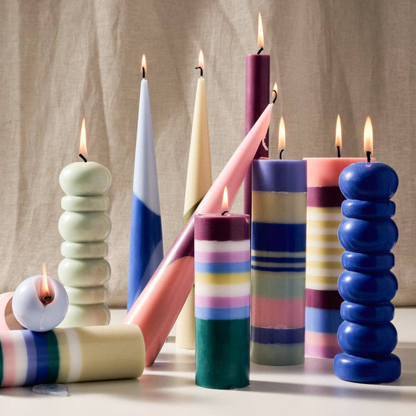 Dalan Berry Medium Stripe Palm Wax Pillar Candle