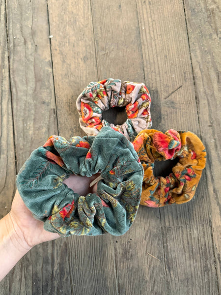 Organic Cotton VELVET Scrunchies, XXL Fluffy Boho Scrunchie