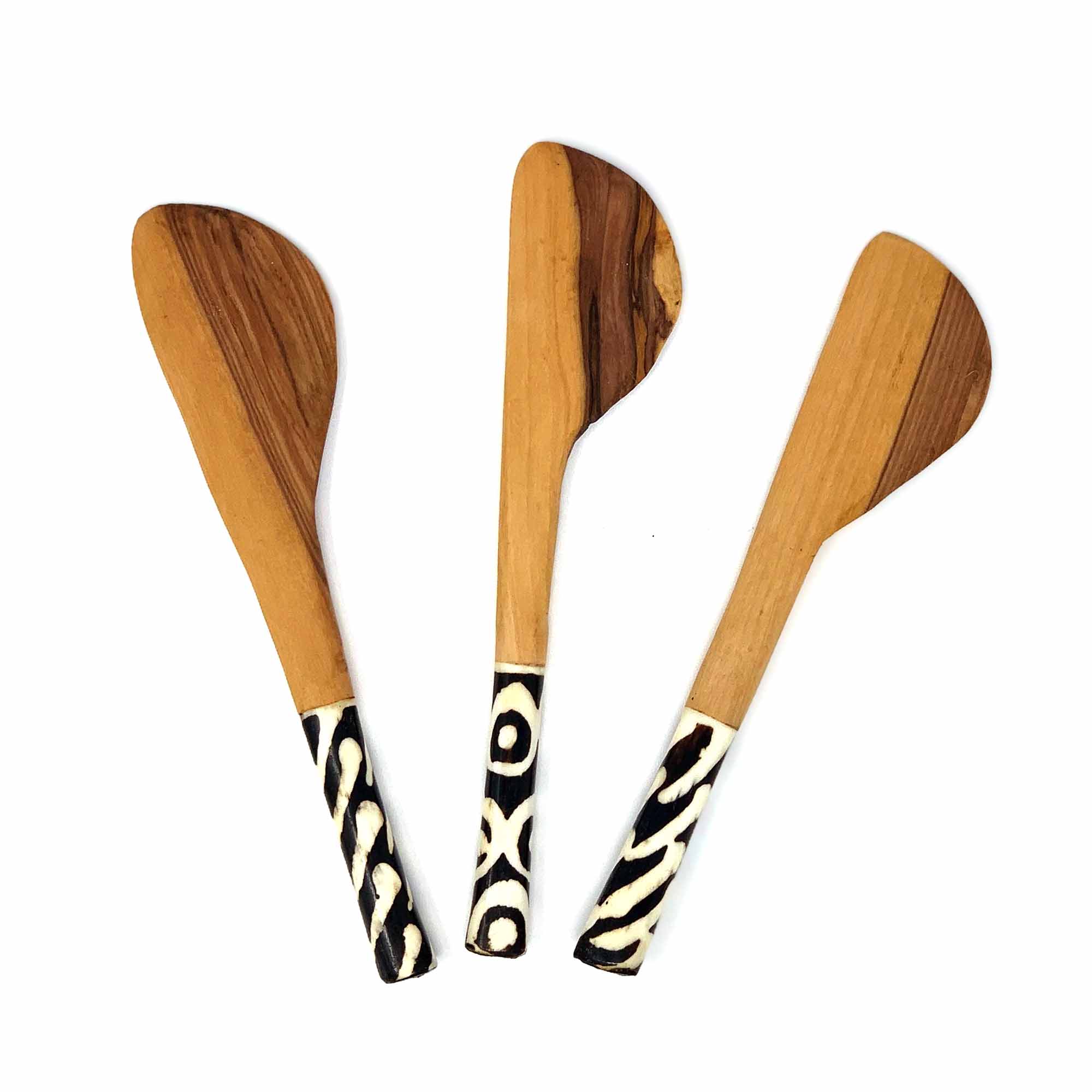 Olive Wood & Bone Appetizer Spreaders, Set of 3