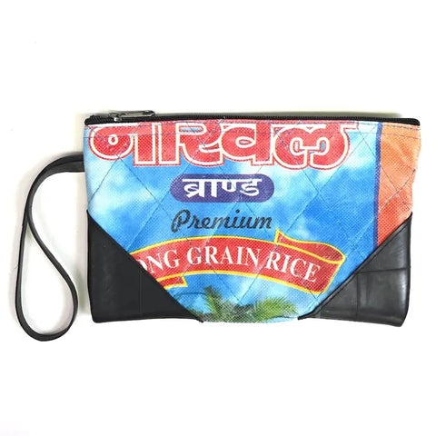 Upcycled Rice Sack Wristlet