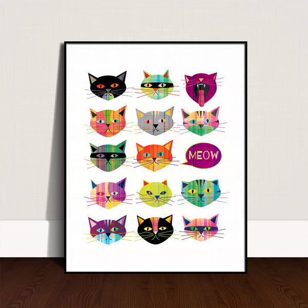 Plaid Cats Print