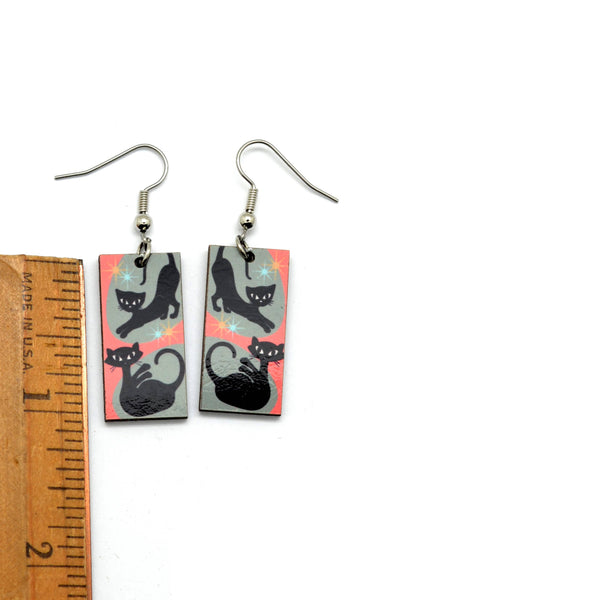 Atomic Cats Mid Century Style Dangle Earrings