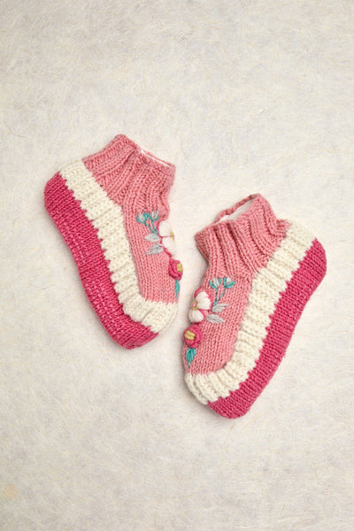 Color Block Blush Knit Slippers