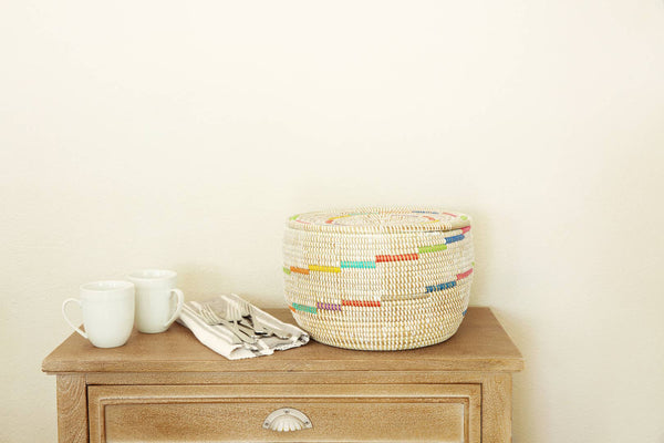 Vanilla Sugar Swirl Flat Top Storage Basket