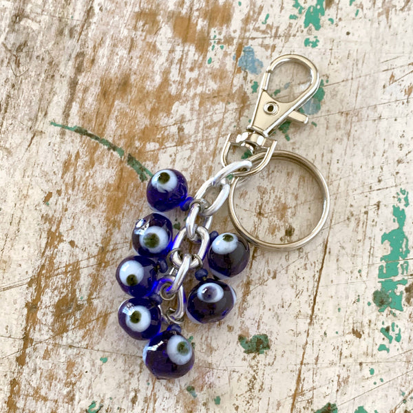 Dark Blue Evil Eye Keychain, Turkey