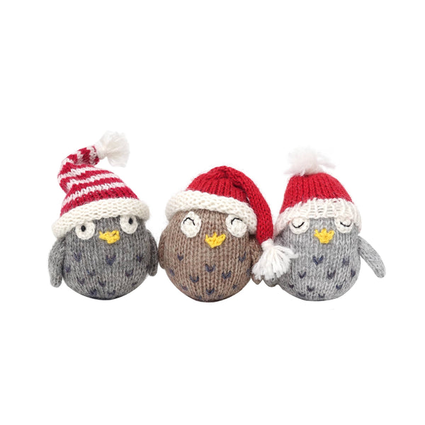 Knit Owl with Hat Holiday Ornament