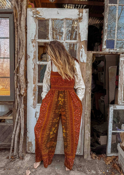 Boho Floral Printed Jumpsuit Pants 2 in 1, Free Spirit Style