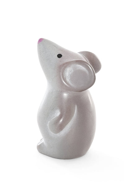 Natural Gray Soapstone Standing Mouse Sculpture