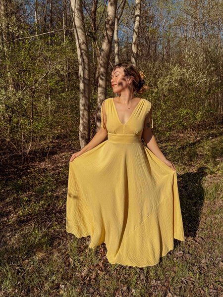 Organic Cotton Bamboo Beachy Maxi Dress, Summer Flowy Gown