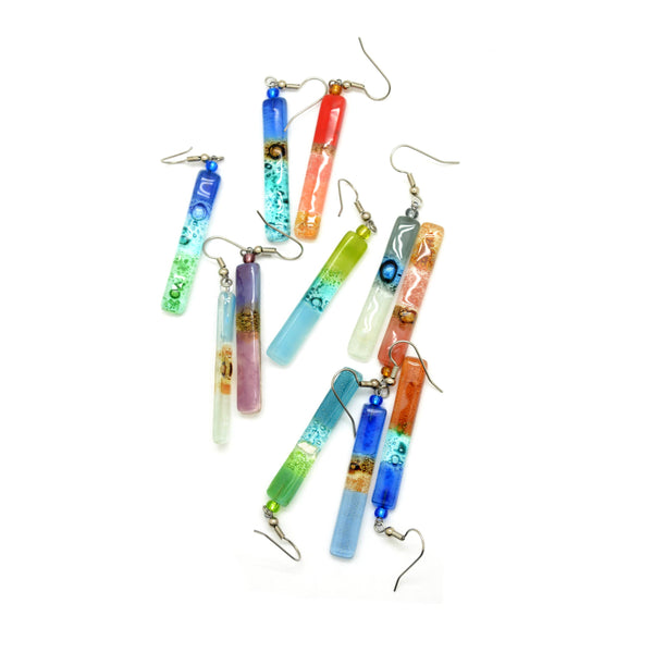 Long Colorful Glass Stick Earrings