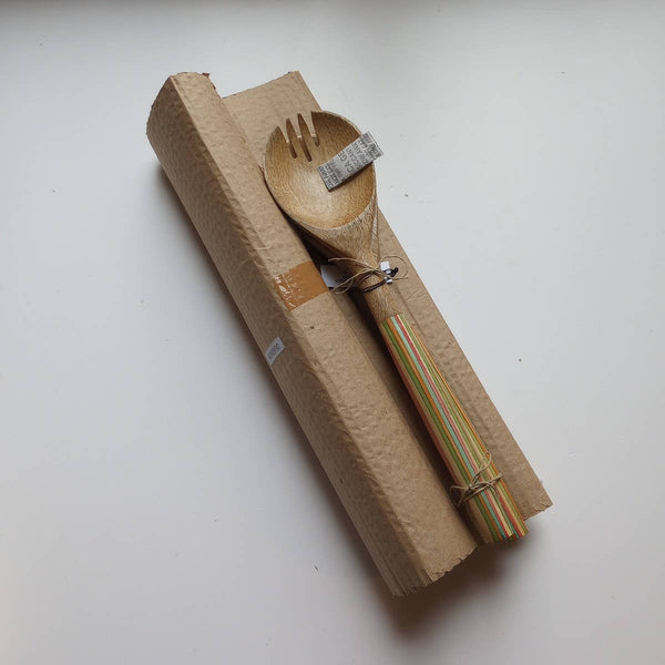 Striped Mango Wood Salad Servers