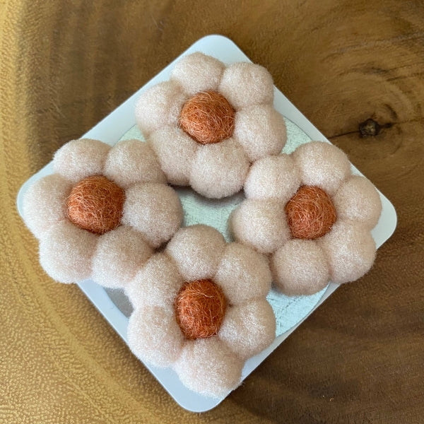 Flower Magnets/ Handmade Pompom & Felt Flower Magnet set
