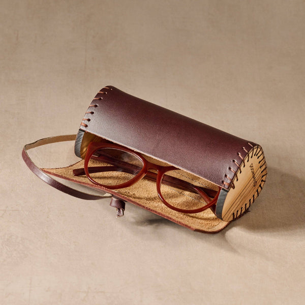 * Asif Leather & Olive Wood Eyeglass Case