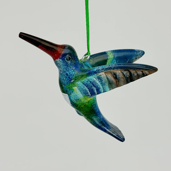 Soapstone Bird, Hummingbird, Flying Ornament, 6"