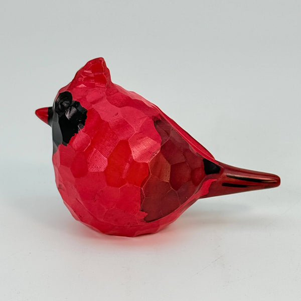 Soapstone Bird, Red Cardinal, Male, Rough carved, 5"