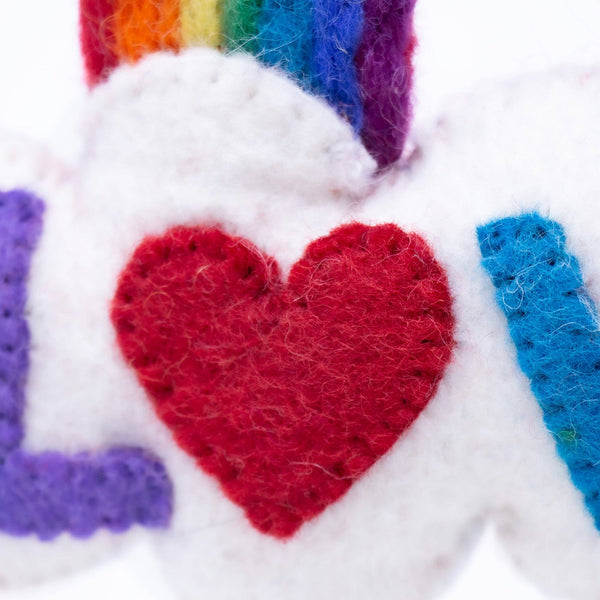Rainbow LOVE Cloud Handmade Felt Ornament