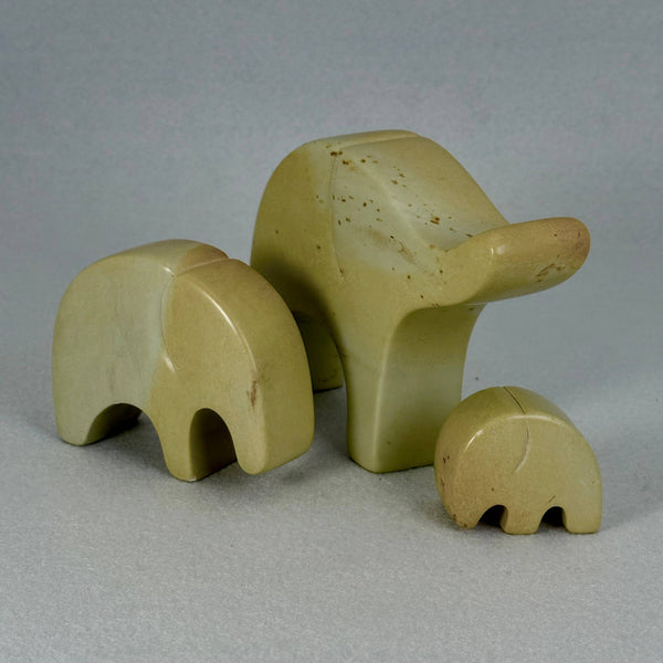 Soapstone Elephant Family of 3, 7.5" 