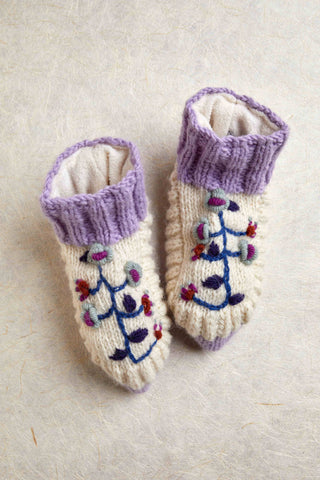 Flora Lavender Knit Slippers