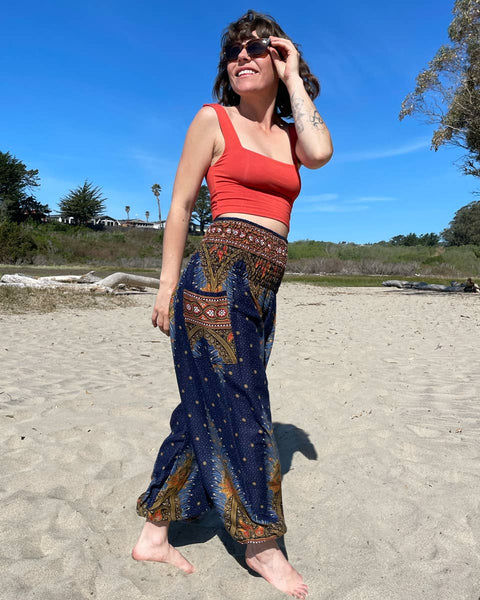 Peacock Pants: Teal / Open Ankle