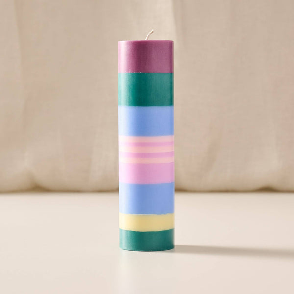 Dalan Berry Medium Stripe Palm Wax Pillar Candle