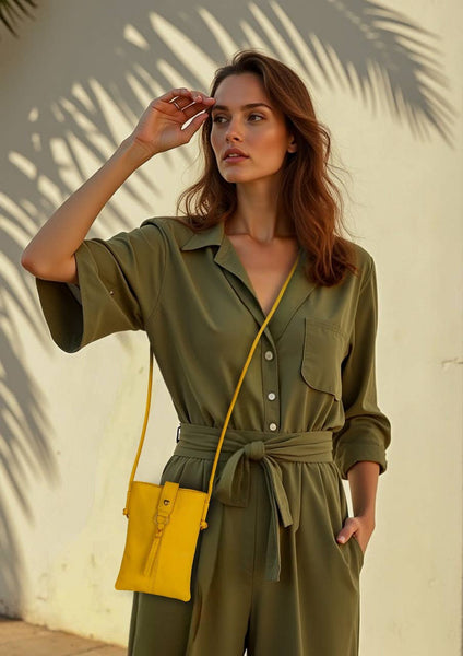 Jennie Small bag w/ slim strap closure & tassel - Canary Yel