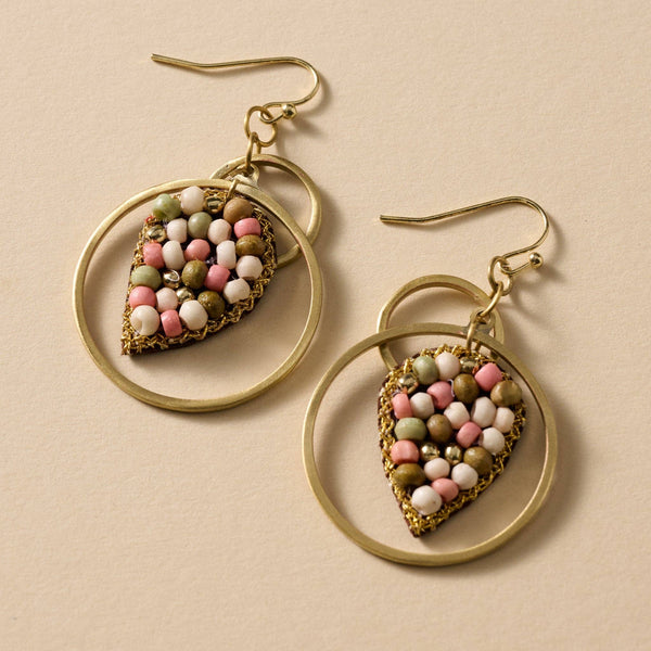 Duniya Embroidered Bead Drop Earrings